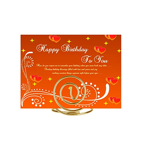 [20 Pack] Table Card Holders, AKWOX 1.38 inch Ring Shape Wire Place Card Holders Table Number Holders Table Pictures Stand for Place Cards Wedding Office Name Memo Menu Clips (Gold) - Thumbnail 2