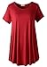 LARACE Plus Size Tops for Women Short Sleeve Shirts Casual Summer Clothes Round Neck Tunics for Leggings (1X, Wine Red)