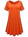 BELAROI Womens Comfy Swing Tunic Short Sleeve Solid T-Shirt Dress (3X, Orange)