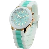 Women's Geneva Silicone Band Jelly Gel Quartz Wrist Watch Green