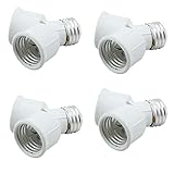 Twin Socket Adapte, Light Bulb Socket Splitter for LED, CFL and Standard Bulbs, E26 to Dual E26 US Standard Screw Light Holder Adapte,White, 4-Pack