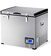 COSTWAY Chest Freezer, 63-Quart Compressor Travel Refrigerator with 3 Levels, -0.4°F to 50°F, Adj...