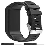Replacement Band for Garmin Vivoactive HR GPS Smart Watch, Silicone Replacement Fitness Bands Wristbands with Metal Clasps for Garmin vivoactive HR GPS Smart Watch (Black-1)