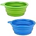 Itery Dog Travel Bowl Pet Folding Bowl Silicone Collapsible Food & Water Bowl (Blue + Green)