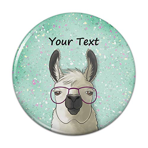 Personalized Hip Llama Glasses 1 Line Pinback Button Pin - 2.25