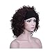 BeautySum Curly Synthetic Wigs for Black Women with Bangs Dark Brown Color African American Women - Natural Looking Short Hair Heat Resistant Natural 3/4 Half Wigs with Headband