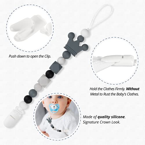 Silicone Pacifier Clip, 4 Pack Silicone Teething Beads Pacifier Clip