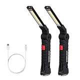 LED Work Light, Coquimbo COB Rechargeable Work Lights with Magnetic Base 360°Rotate and 5 Modes Bright LED Flashlight Inspection Lamp for Car Repair, Household and Emergency Use (2 Pack, 20.3x3.5cm)