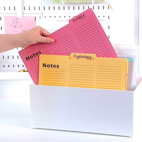 Koogel 16PCS Notes Tabbed File Folders, Lined File Folders 1/3 Cut Tab Letter Size File Folders 11.5 x 9.6 Inch Folders with Tabs 8 Vibrant Colors
