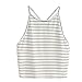 MALLOOM Women Striped Sleeveless Crop Tops Vest Halter Tank Blouse T-Shirt (White, M)