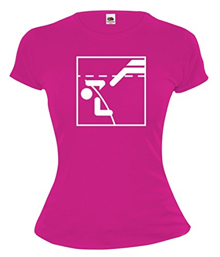 buXsbaum Girlie T-Shirt Pole Vaulting-Pictogram-XS-Fuchsia-White