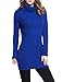 Rocorose Women's Turtleneck Autumn Elegant Ribbed Long Sweater Blue XL