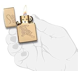 Zippo High Polish Brass Tiger Design Pocket Lighter