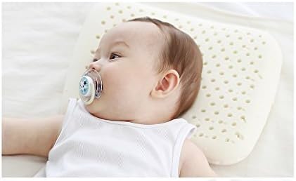 Slip Spa Baby Infant Toddler Latex Flathead Pillow With Dented Center About 3 to 12 Months Designed To Support Back Of The Baby Head.