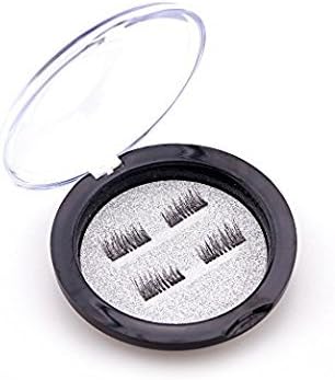 Magnetic False Eyelashes Pack of 1 Pairs Sets in 4 Pcs,3D Reusable Ultra Thin Fake Eye Lashes Extension with Double Magnets Size Style