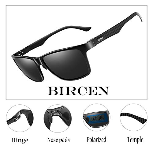 Bircen Polarized Driving Carbon Fiber Sunglasses For Men Sport Mens Sunglasses Al-Mg Metal Frame