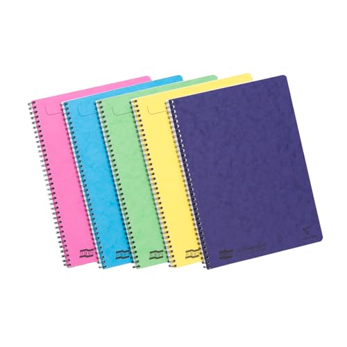 Clairefontaine 3154Z - Set of 10 Notemakers Europa Spiral Notebooks A4 21x29.7cm - 120 Detachable Lined Pages - 90g White Paper - Card Covers - Random Colours