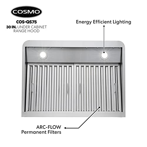 COSMO COSQS75 30 in. Under Range Hood with 500 CFM, Permanent