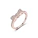 JUST N1 18K Rose Gold Plated Cute Bow Knot Fashion Design Engagement Wedding Rings for Girls Women, Size 6 to 9