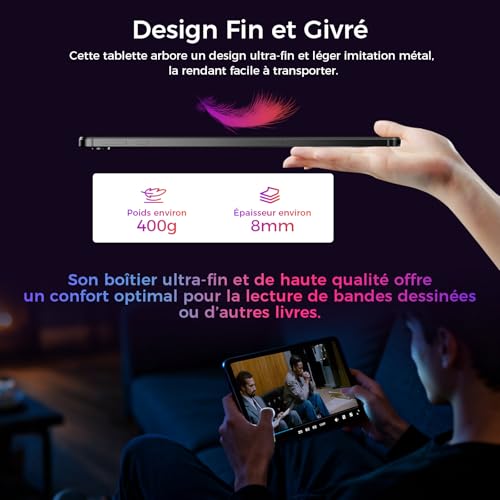 RebotAi 2026 Tablette 10 Pouces Android 16 avec Gemini AI, 16Go RAM + 64Go ROM + 1To TF, Widevine L1/WiFi 6/BT 5.2/5000mAh/Identification Faciale Tablette Tactile