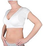 CAV-2: Vee Crop Top Undershirt with Thin Sweat-Proof Armpit Pads (Large, White)