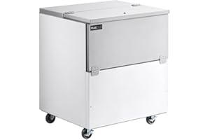 PEAKCOLD School Cafeteria Milk Cooler and Refrigerator - 34" Wide, 8 Crate Capacity, Programmable Temperature Controller, Heavy Duty Casters