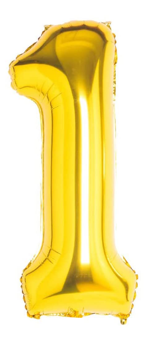 Gold Number Balloon 110 cm Giant Mylar Balloon Large Ideal for Parties Suitable for Helium – Number 1