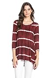 Frumos Womens 3/4 Sleeve Tie Dye Long Tunic Top Made In USA