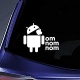 Android Eating Apple Nom Nom Nom Sticker Decal Notebook Car Laptop 6" (White)