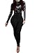 Pink Queen Women's Sexy Long Sleeve Digital Print Bodycon Nightclub Jumpsuit