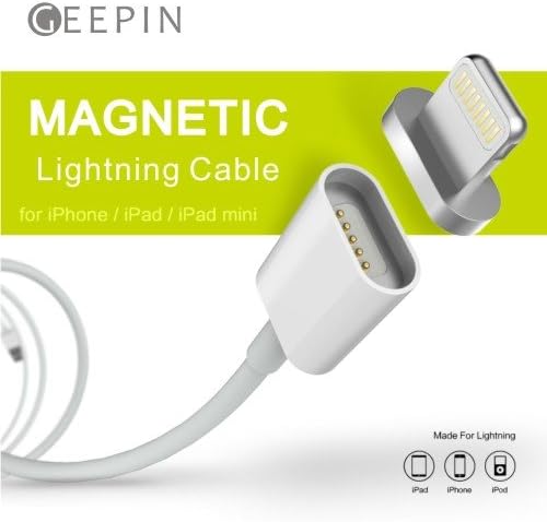 Apple Lightning to USB Magnetic Cable[Charging indicator light], GEEPIN 3.3ft High Speed and Charge USB Cable Line with Lightning Connector for iPhone 6s Plus / 6 Plus, iPad Pro, Air 2 and More