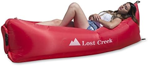 Lost Creek | Inflatable Lounger with Carry Bag, Designed for Camping, Pools, Travelling, and Beach Parties (Red)