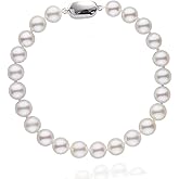 Women's 8-9mm White Freshwater Pearl Bracelet | Hand-Knotted Classic Strand with Pea Clasp | 19.5cm Elegant Natural Pearl Jewelry Gift for Her