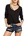Haola Women's Casual Irregular Hem T-Shirt Juniors Funny Tees Fall Long Sleeve Tops S Black
