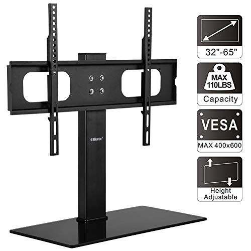 Ollieroo Table Top TV Stand for Most 32-65 inch TVs; Extra Tall Model Hold Up to 110 lbs