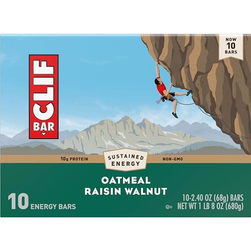 CLIF BAR – OATMEAL RAISIN WALNUT – MADE WITH ORGANIC OATS – ENERGY BARS – NON-GMO – PLANT BASED PROTEIN BARS (10 PACK)