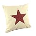 Createforlife Home Decor Cotton Linen Square Throw Pillowcase Cushion Cover Pillow Shams Red Star Pattern 18