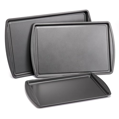 3pc Carbon Steel Nonstick Cookie Sheet Bakeware Set, 11