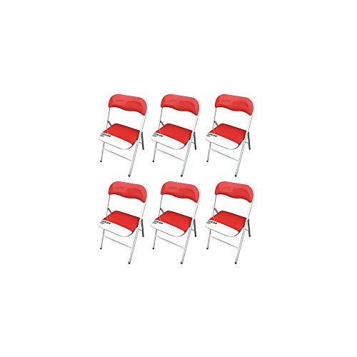 MILANI-HOME-Set-di-6-SEDIE-Pieghevoli-Slim-Rosse-Color-186-Leggere-con-Seduta-Imbottita-per-Ufficio-CASA-Ospiti-Cucina-Camera