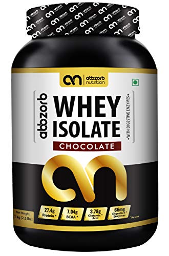 Abbzorb Nutrition Whey Isolate 27.4g Protein | 7g BCAA -with Digestive Enzymes 1 kg (Chocolate Flavour) Abbzorb Nutrition Whey Isolate 27.4g Protein | 7g BCAA -with Digestive Enzymes 1 kg (Chocolate Flavour)