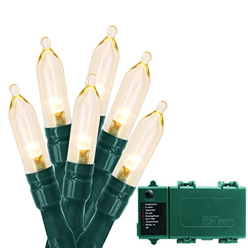 Christmas Lights with Timer & Indicator - Battery Operated String Lights Outdoor String Lights 200 LED String Lights Clear Mini Light Set for Wedding Party Home Garden Wreath, Waterproof, Warm White