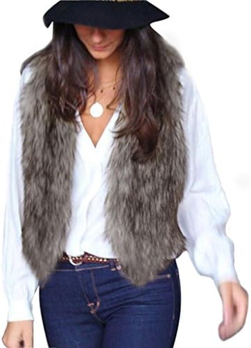 OVERMAL Lady Faux Fur Vest Waistcoat Long Hair Winter Warm Coat Outwear (ASIA XL)