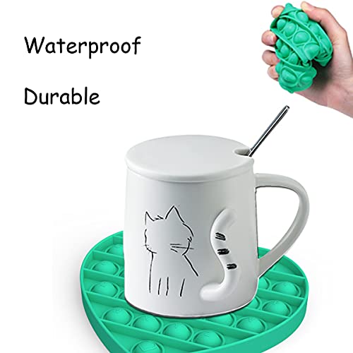 AmericFengBao Pop Fidget Sensory Toys, Pop Bubble Fidget Sensory Toy with Popping Sounds, Push Fidget Toy Reliever Office School Game Crafts for Kids Adults, Silicone Stress Toys (Heart Shape)