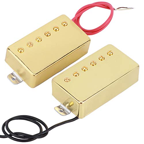 RiToEasysports 2Pcs Electric Guitar Pickup, Humbucker Gold Brass + Alnico5 Magnet Guitar Accessories, Gold Humbucker Musical Instrument Accessories