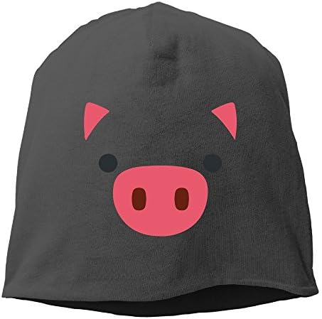 Emoji Pink Pig Face Funny Farm Animal Beanie Hats Knit Skull Caps Winter Beanies For Men WomenBlack
