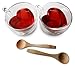 Heart Shaped Tea Cups Insulated Clear Glass Tea Cup 2-Pack 8.5 Ounces with 2 Bamboo Teaspoons by Princeton Wares