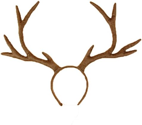 HamalielPlush Reindeer Antlers Headband Sika deer head band (brown)