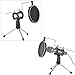 Neewer Foldable Desktop Microphone Tripod Stand with Shock Mount Mic Holder and Double-Net Pop Filter for Podcasts, Internet Chat, Meetings, Lectures, and More
