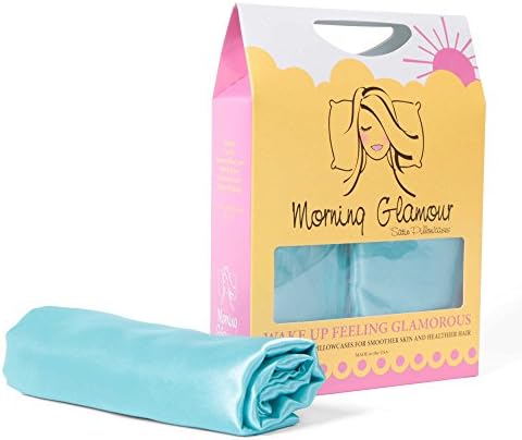 Morning Glamour Satin Standard Pillowcases in AQUA (Set of 2)