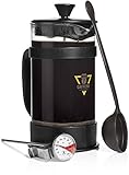 Caffeine Spree - IncrediBrew French Press Coffee, Tea & Espresso Maker Kit With: Stainless Steel Kitchen Thermometer, Measuring Spoon. Makes 8 Cup / 1 Liter. Heat Resistant Glass. Best Gift Idea!